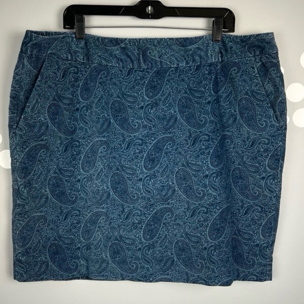 LL Bean Favorite Fit Pencil Velvet Paisley Skirt Plus Size 20